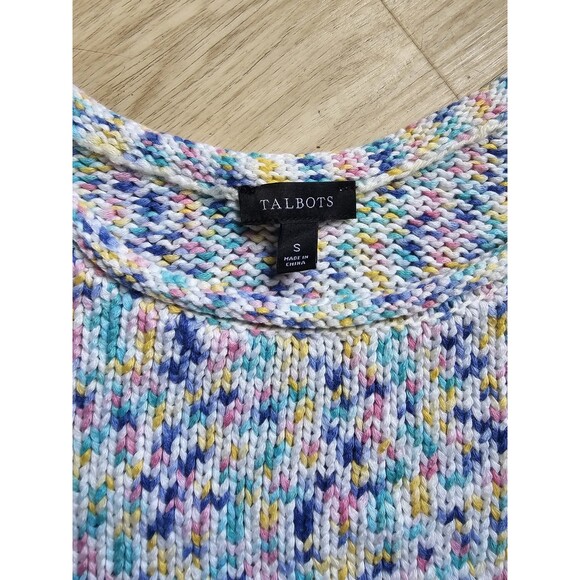 Talbots Sweater Top Women Size Small Confetti Knit Pastel Casual 3/4 Sleeves - Picture 4 of 7